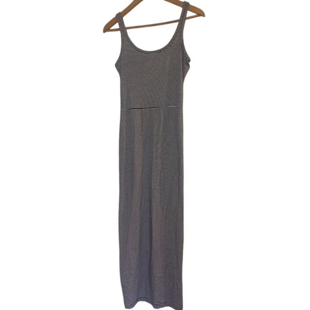 GAP Casual Striped Tank Maxi Dress Black White Summer Beach Long Sleeveless